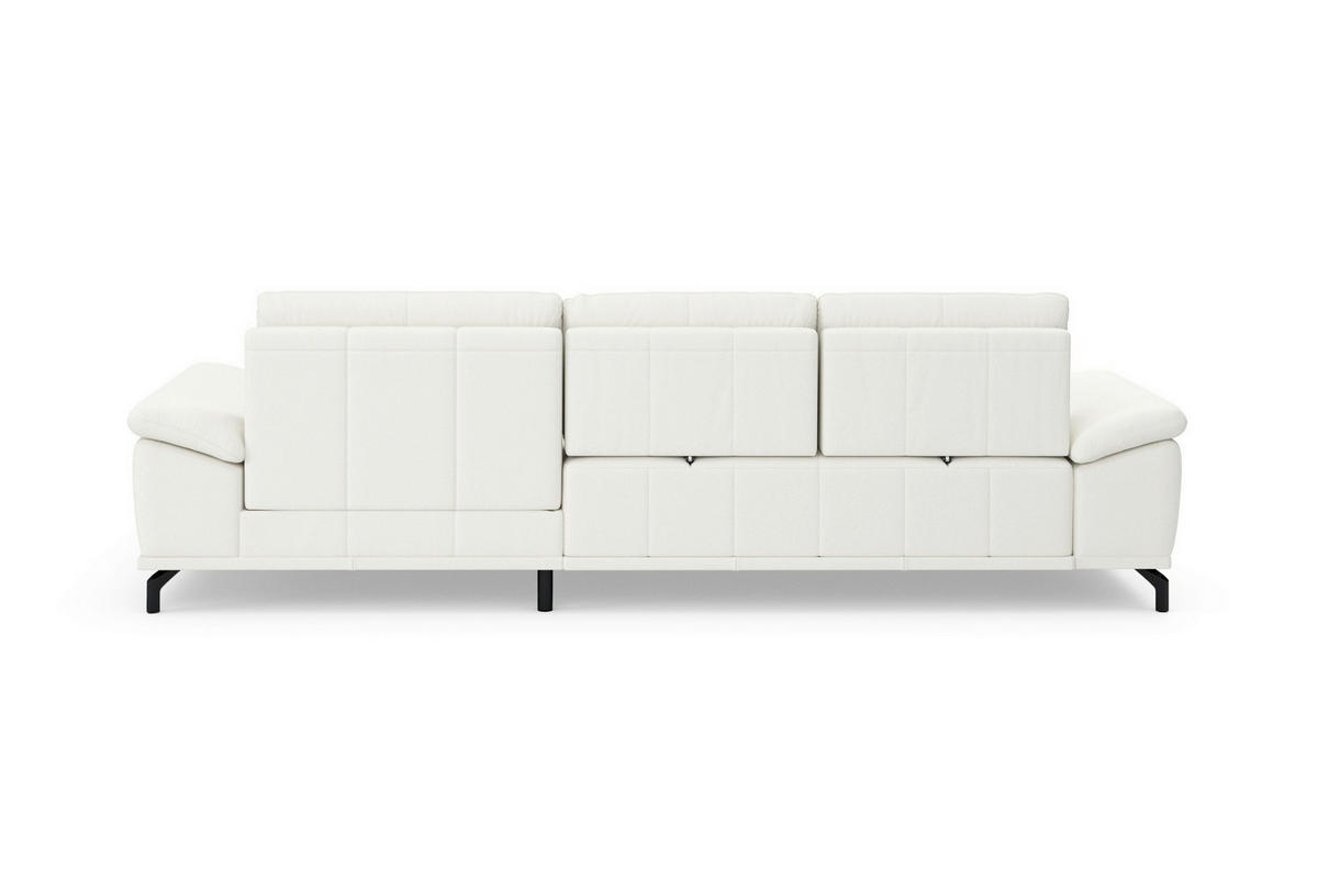 ROHOVÁ SEDAČKA, kůže, bílá - bílá/černá, Basics, kov/kůže (301/176cm) - Sit & More