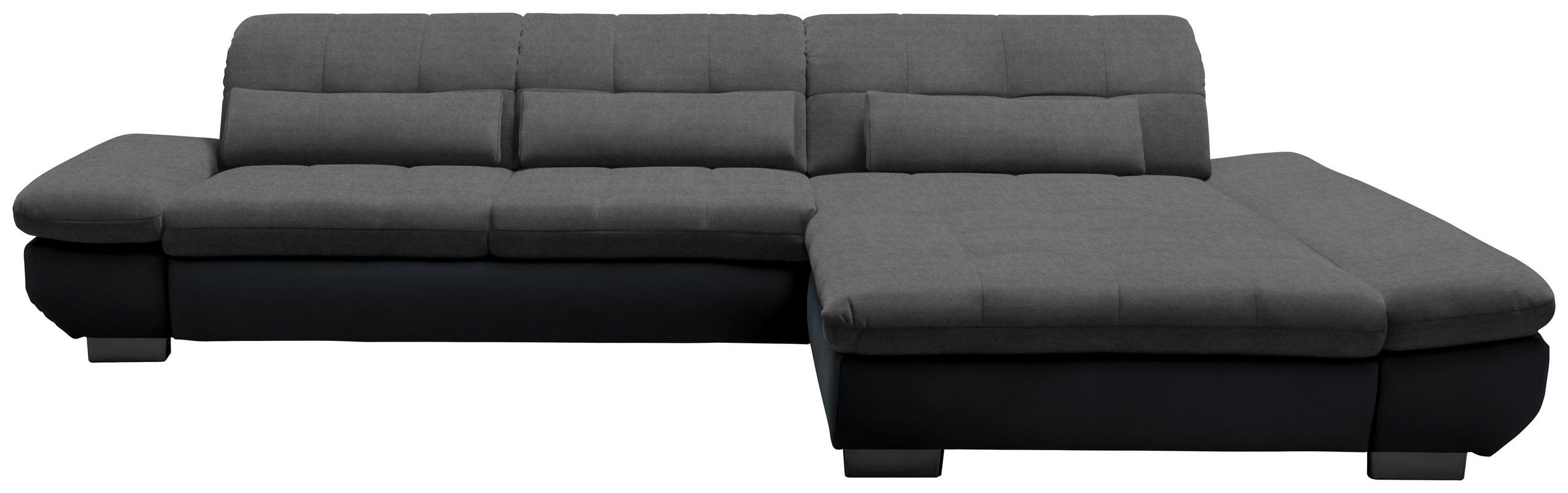 ECKSOFA in Mikrofaser Grau  - Schwarz/Grau, Design, Textil/Metall (341/204cm) - Xora