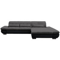 ECKSOFA in Mikrofaser Grau  - Schwarz/Grau, Design, Textil/Metall (341/204cm) - Xora