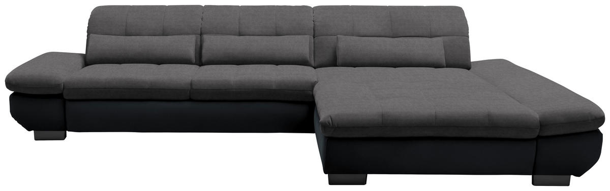ECKSOFA in Mikrofaser Grau  - Schwarz/Grau, Design, Textil/Metall (341/204cm) - Xora