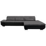 ECKSOFA in Mikrofaser Grau  - Schwarz/Grau, Design, Textil/Metall (341/204cm) - Xora