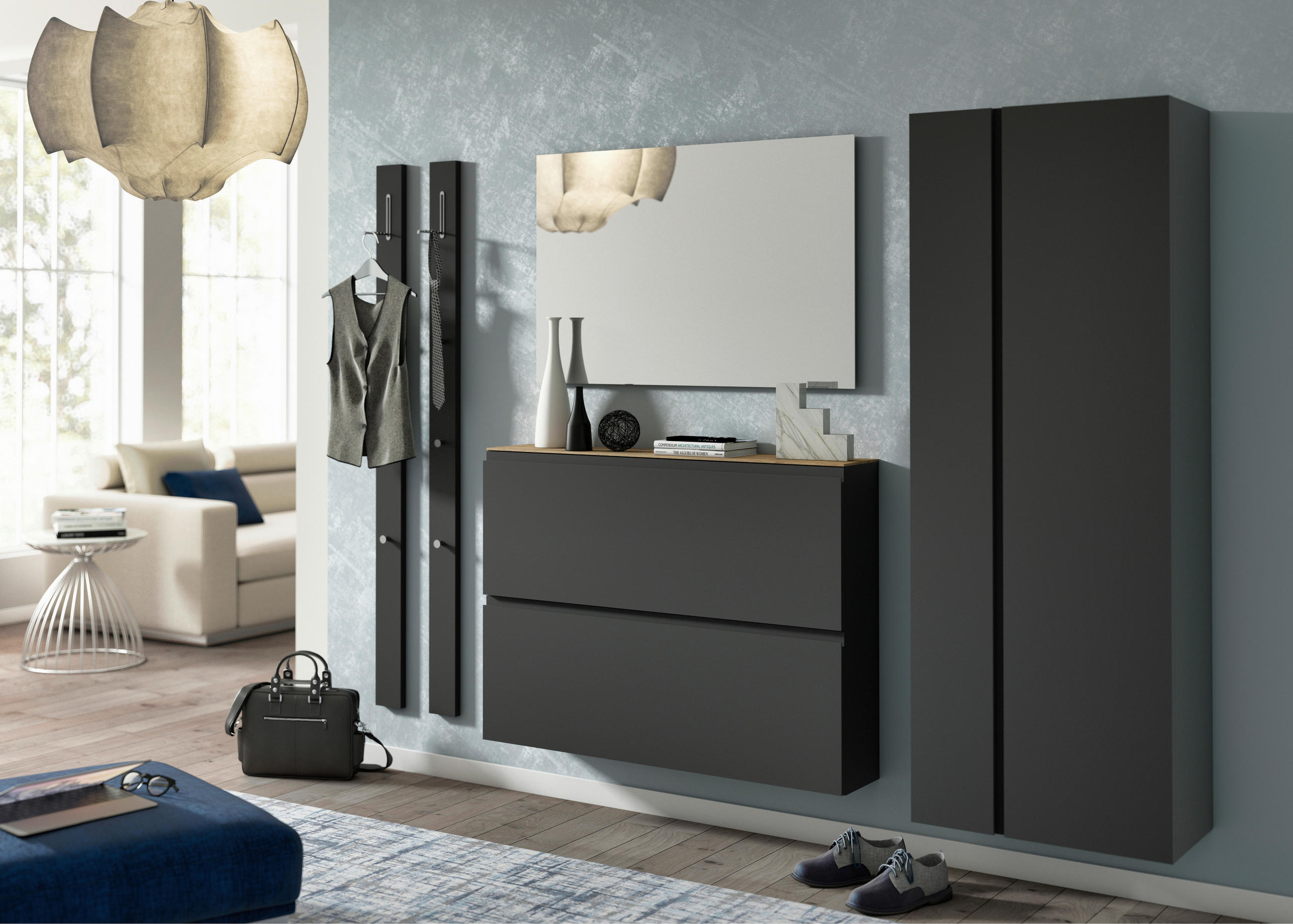 GARDEROBENSCHRANK 60/179/33 cm  - Anthrazit, Design, Holzwerkstoff (60/179/33cm) - Moderano