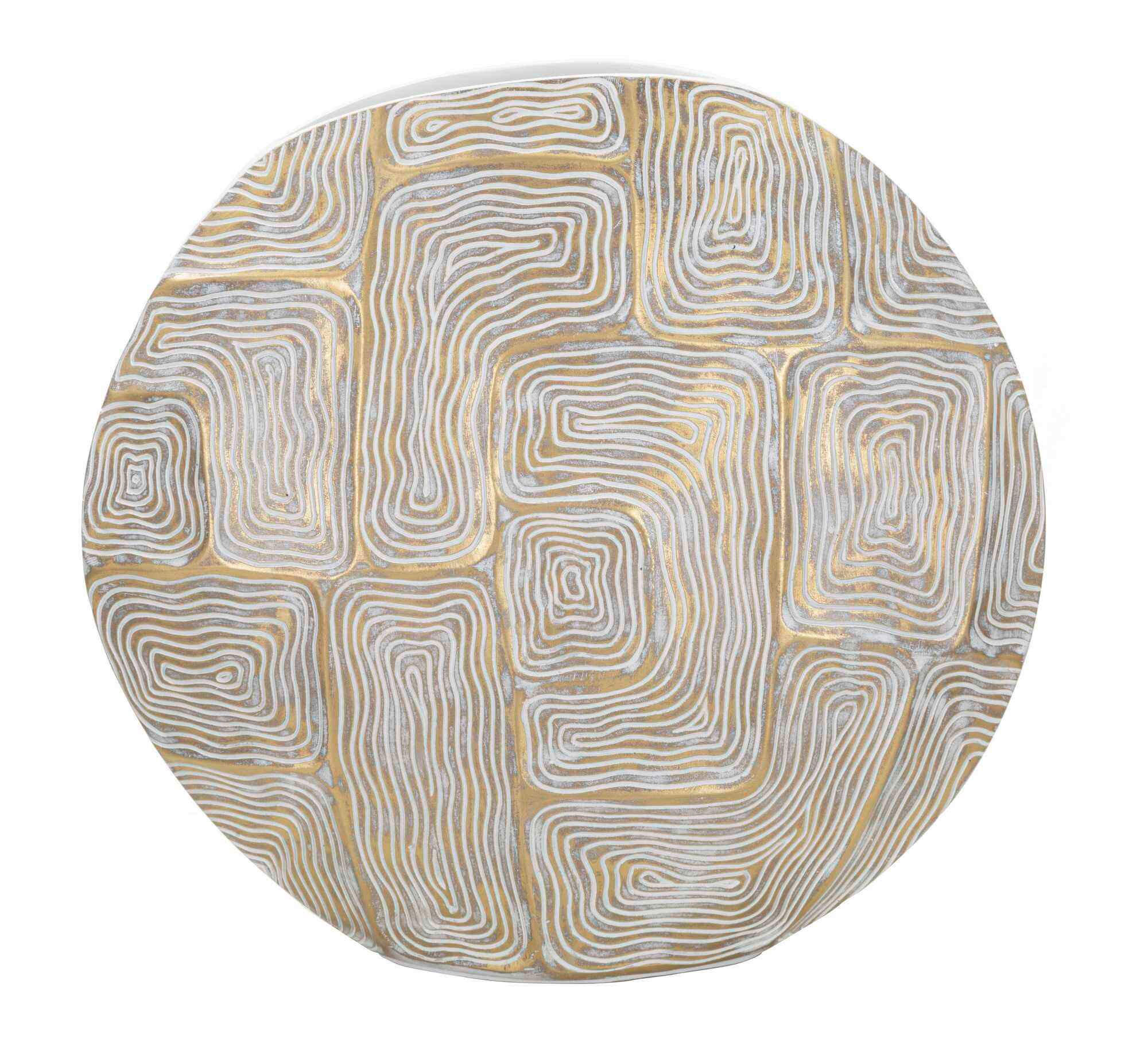Mauro Ferretti Vase Weiß, Gold 36x34.5x11 cm