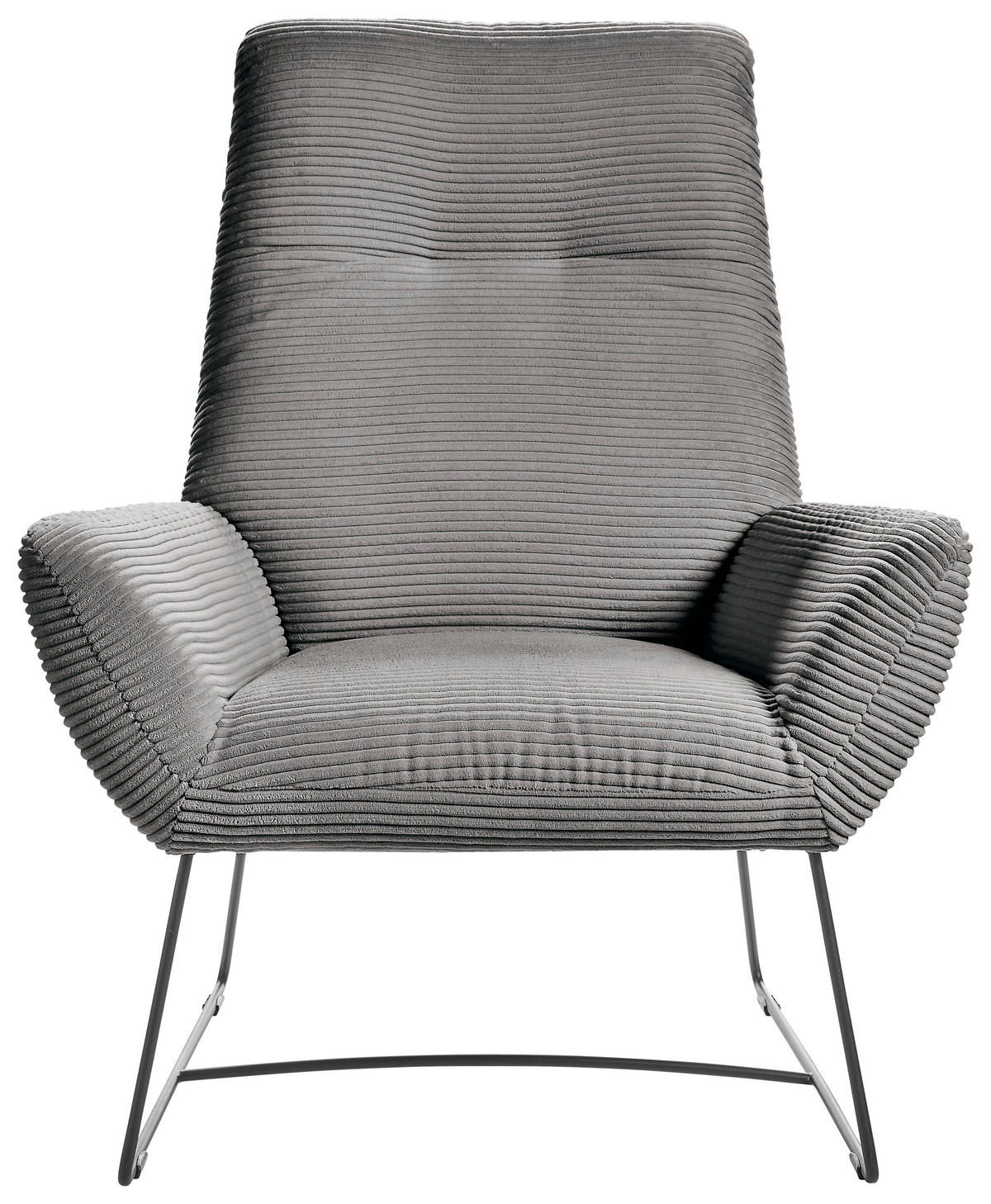 SESSEL in Cord Dunkelgrau  - Dunkelgrau/Schwarz, Design, Textil/Metall (82/102/81cm) - Hom`in