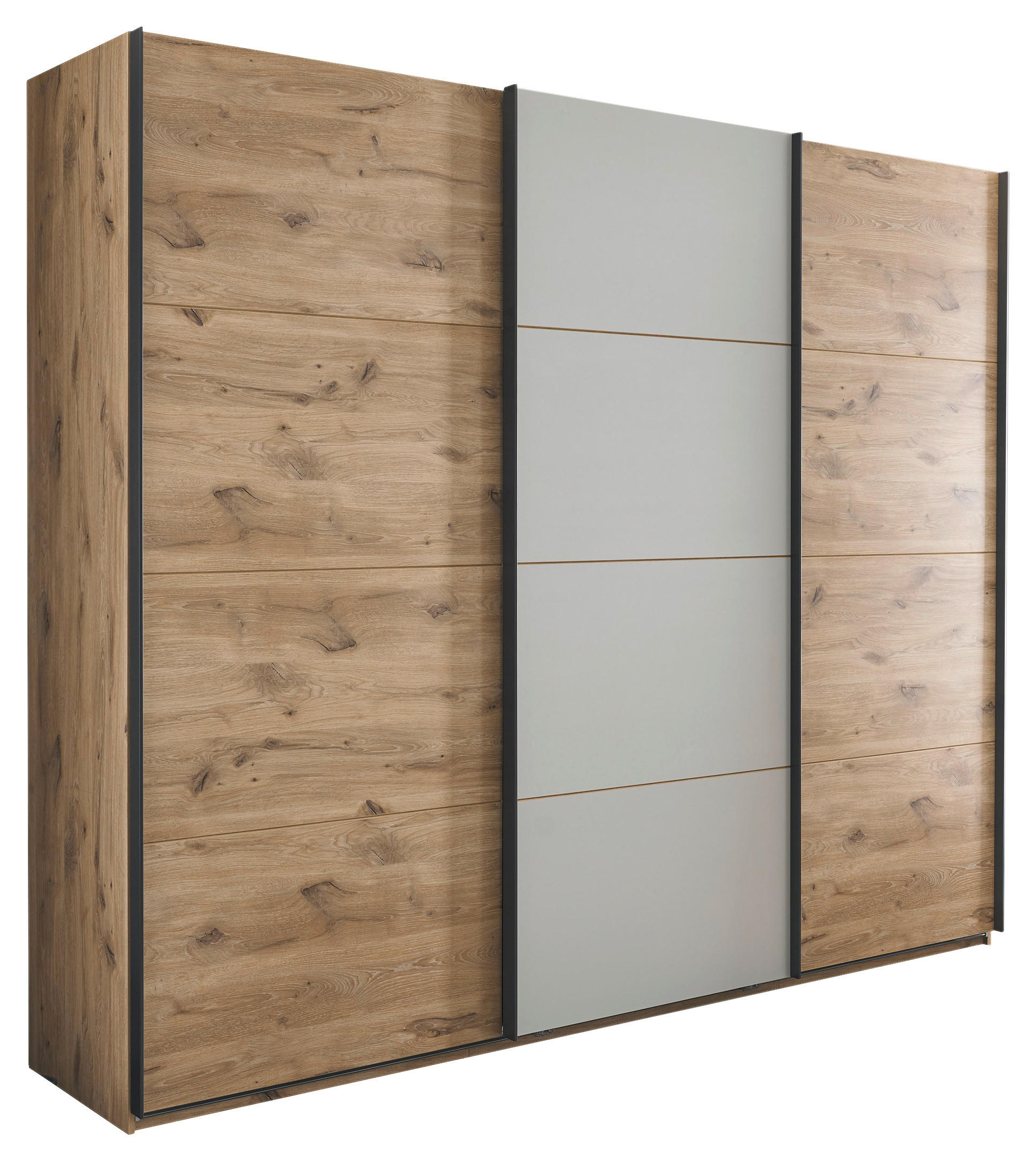 FÜGGESZTETT TOLÓAJTÓS SZEKRÉN szürke, tölgyfa színű  - grafitszürke/tölgyfa színű, Basics, műanyag/faalapú anyag (270/226/60cm) - Hom`in