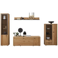 WOHNWAND  in Dunkelgrau, Wildeiche  324/202/45 cm  - Wildeiche/Dunkelgrau, Design, Glas/Holz (324/202/45cm) - Valnatura