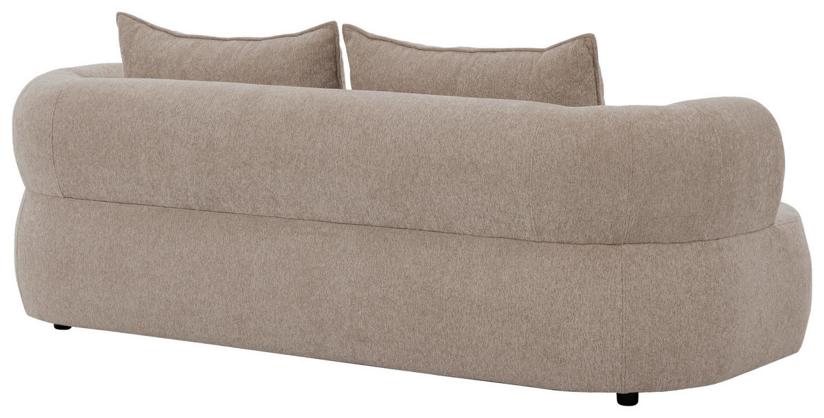 3-SITZER-SOFA Chenille Hellbraun  - Hellbraun/Schwarz, Design, Kunststoff/Textil (200/76/96cm) - Livetastic