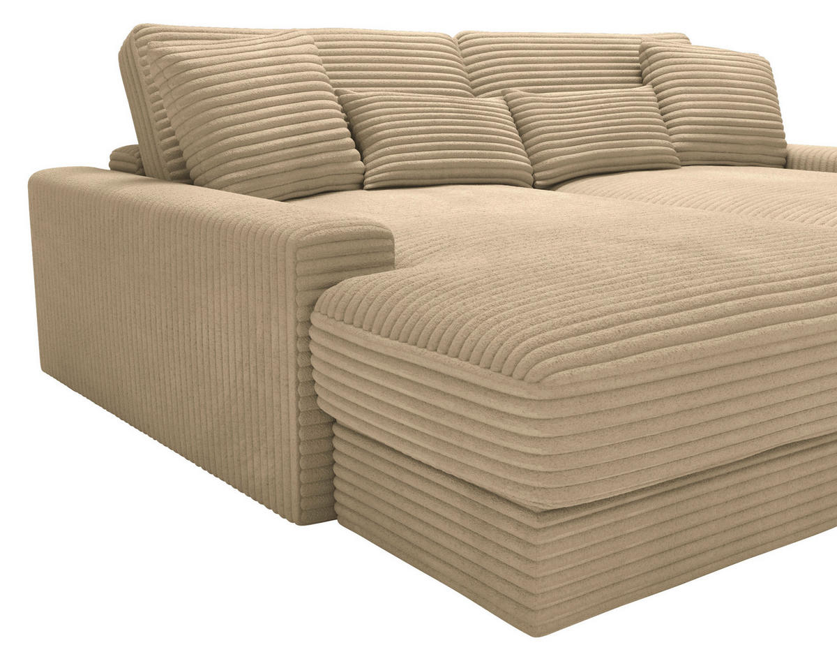 BIGSOFA in Cord Beige  - Beige/Schwarz, MODERN, Kunststoff/Textil (230/85/190cm) - Carryhome