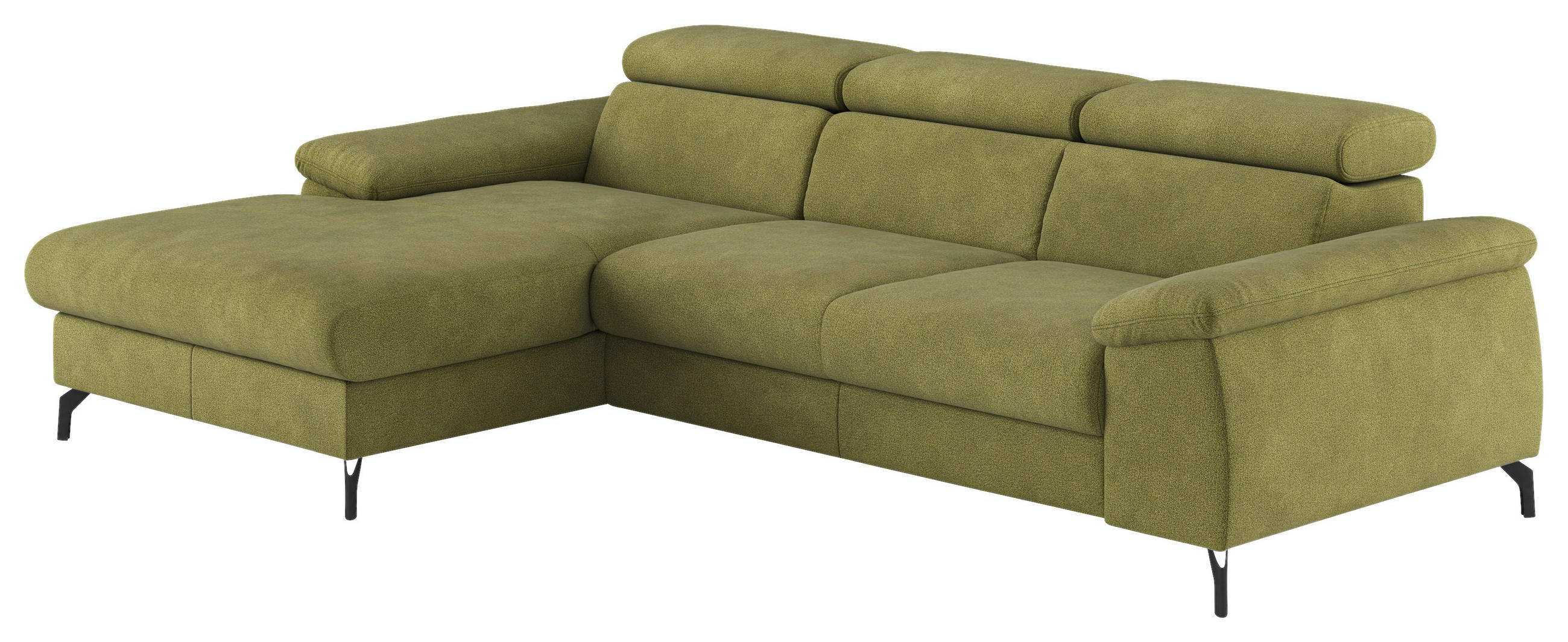 ECKSOFA Grün Webstoff Bettkasten, Schlaffunktion, Kopfteilverstellung, Stauraum  - Schwarz/Grün, Design, Textil/Metall (166/244cm) - Livetastic