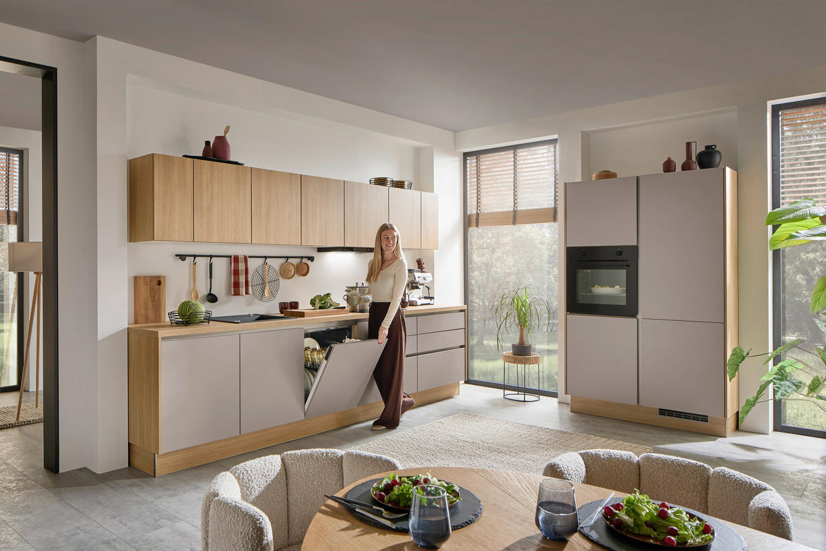 KÜCHENLEERBLOCK XO 15  in Grau, Eichefarben  - Edelstahlfarben/Eichefarben, Design, Holzwerkstoff/Metall (344cm) - Xora