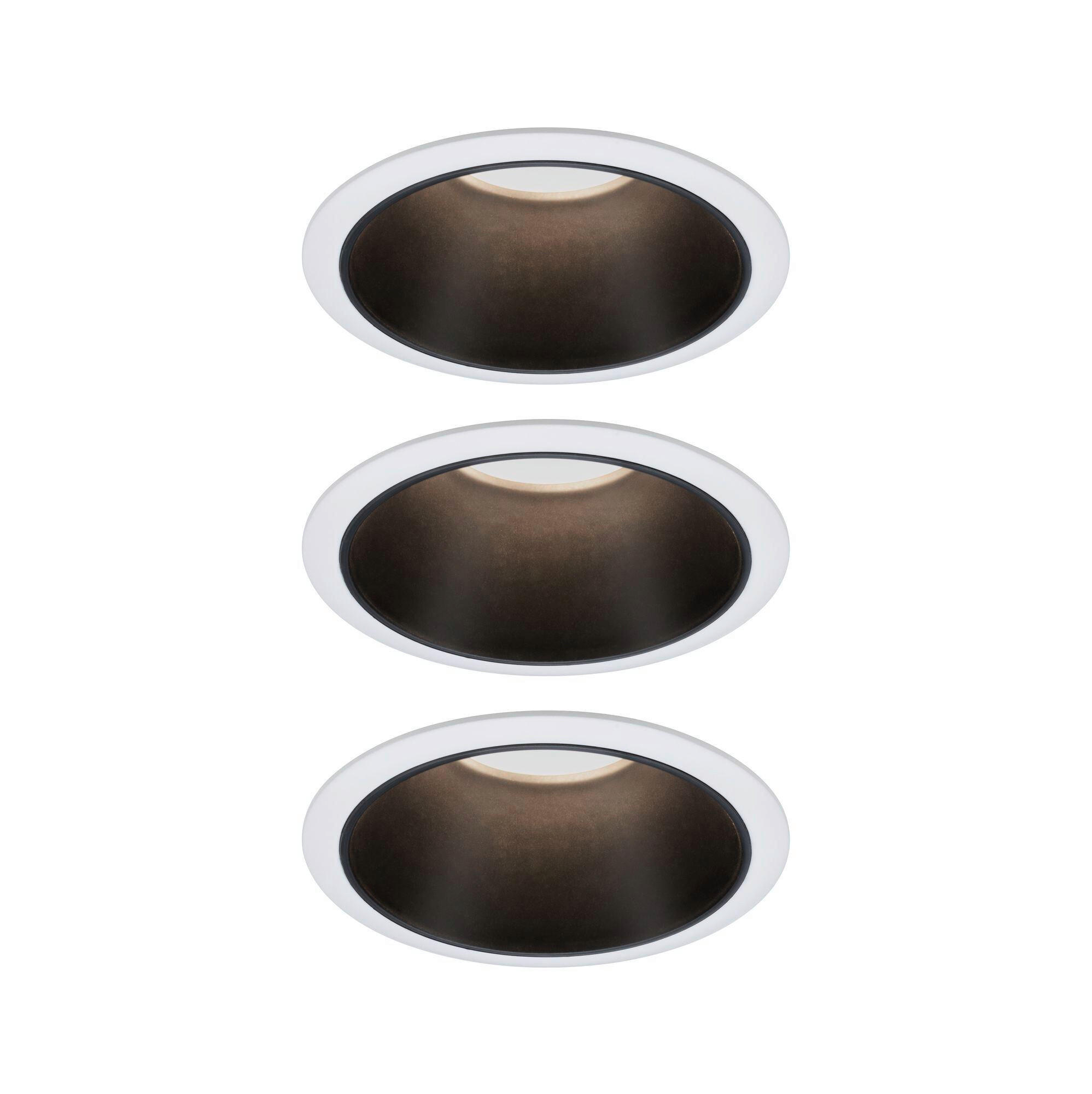LED-EINBAUSPOT SET 8,8 cm  - Schwarz/Weiß, Basics, Kunststoff/Metall (8,8cm) - Paulmann