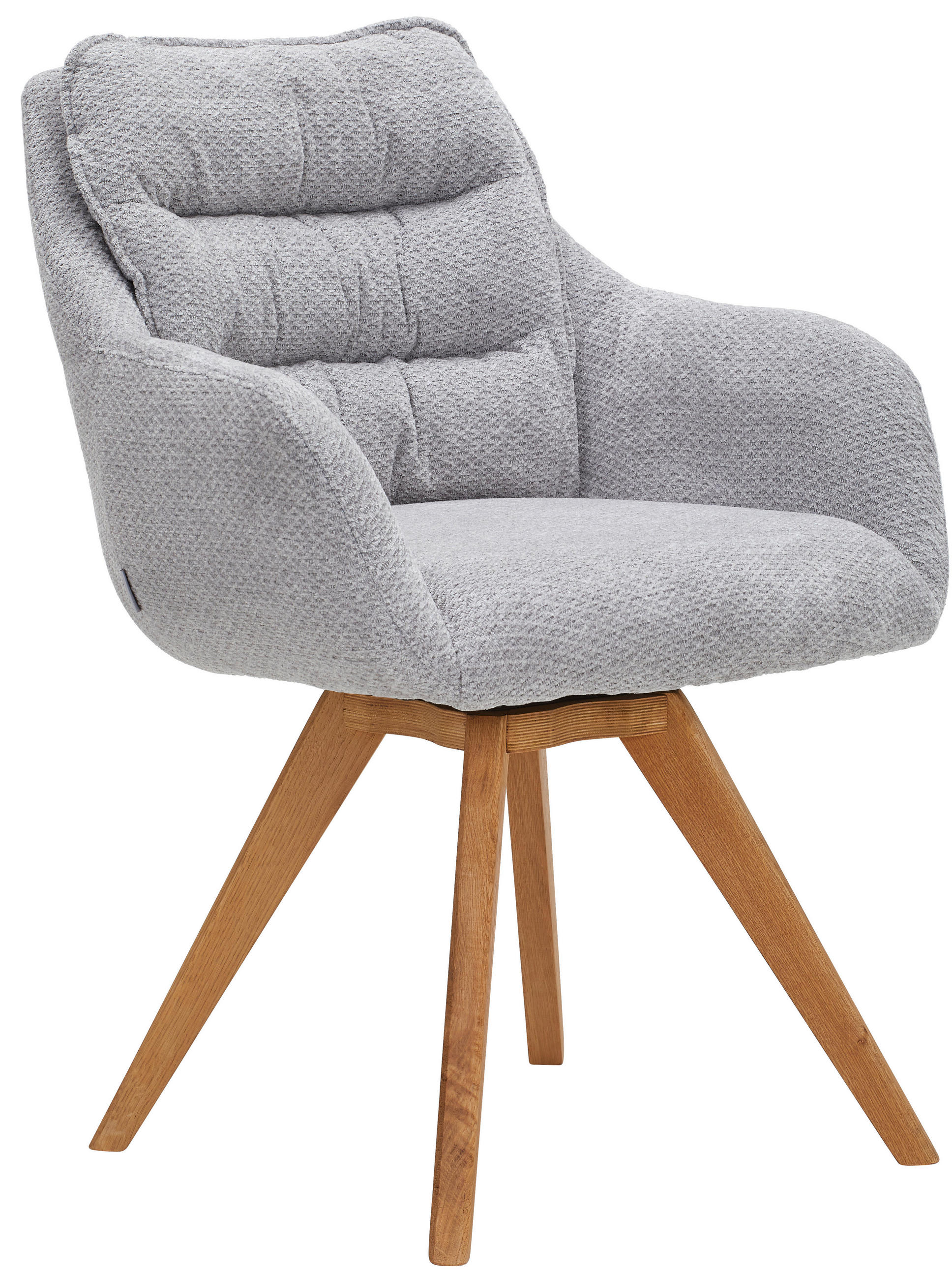 ARMLEHNSTUHL  in Chenille  - Eichefarben/Hellgrau, KONVENTIONELL, Holz/Textil (59/86/69,5cm) - Linea Natura