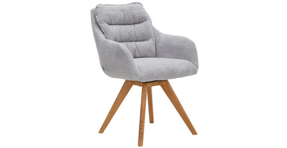 ARMLEHNSTUHL  in Chenille  - Eichefarben/Hellgrau, KONVENTIONELL, Holz/Textil (59/86/69,5cm) - Linea Natura