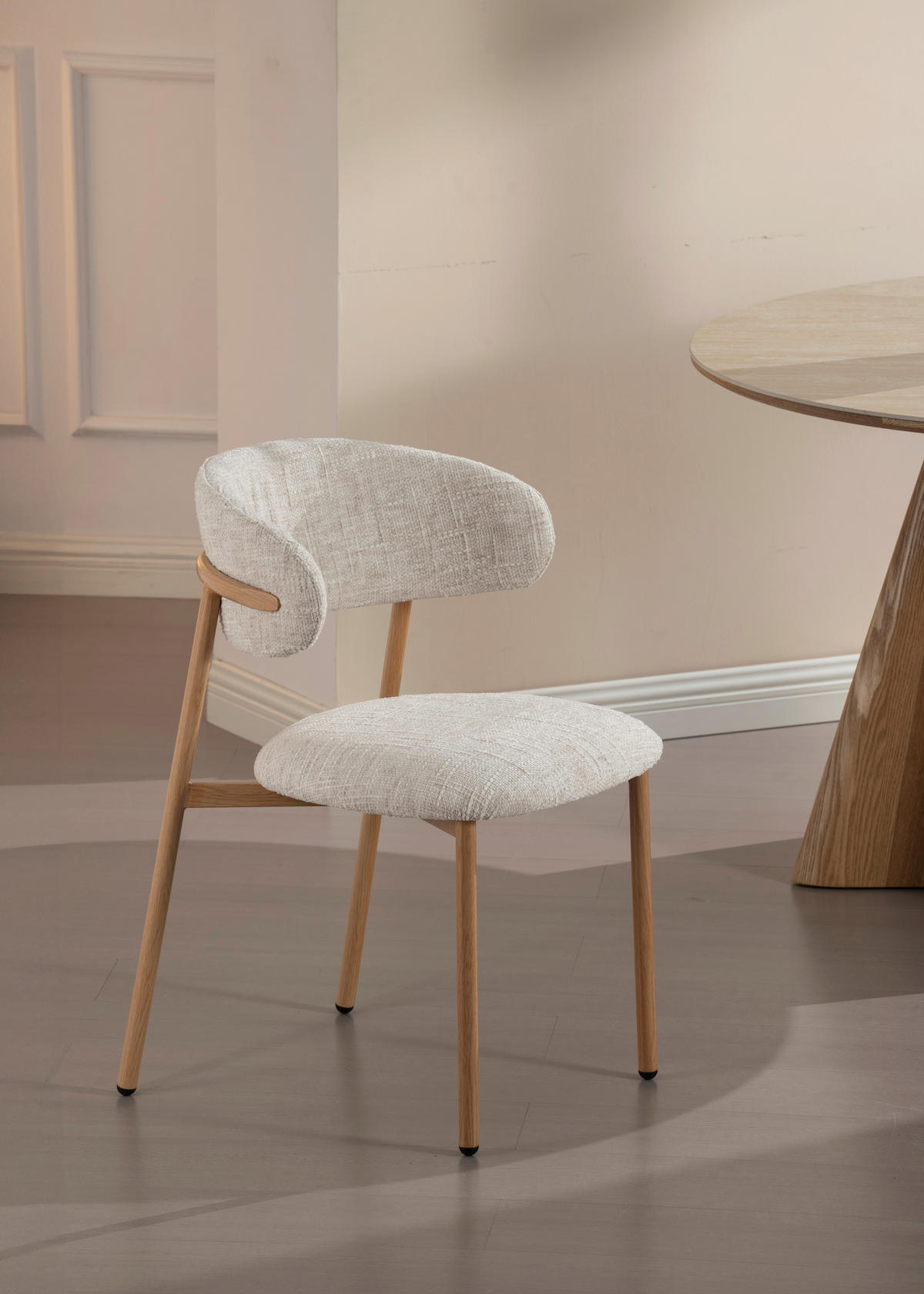 STUHL   Leinenoptik  Beige  - Eichefarben/Beige, Basics, Holz/Textil (55/80/57cm) - Livetastic