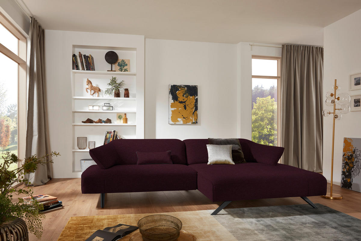 ECKSOFA in Struktur Lila  - Anthrazit/Lila, Design, Textil/Metall (276/165cm) - Himolla