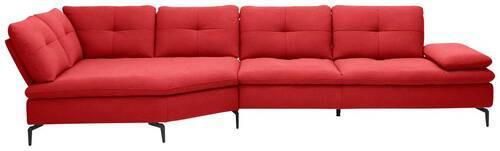 ECKSOFA in Flachgewebe Hellrot  - Hellrot/Schwarz, Design, Textil/Metall (157/344cm) - Chilliano