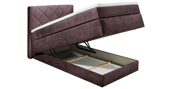 BOXSPRINGBETT 140/200 cm  in Aubergine  - Aubergine/Schwarz, KONVENTIONELL, Kunststoff/Textil (140/200cm) - Xora