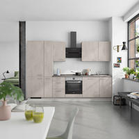KÜCHENBLOCK Riva 300 cm  in Grau, Schieferfarben  - Schieferfarben/Edelstahlfarben, MODERN, Holzwerkstoff/Metall (300cm) - Nobilia