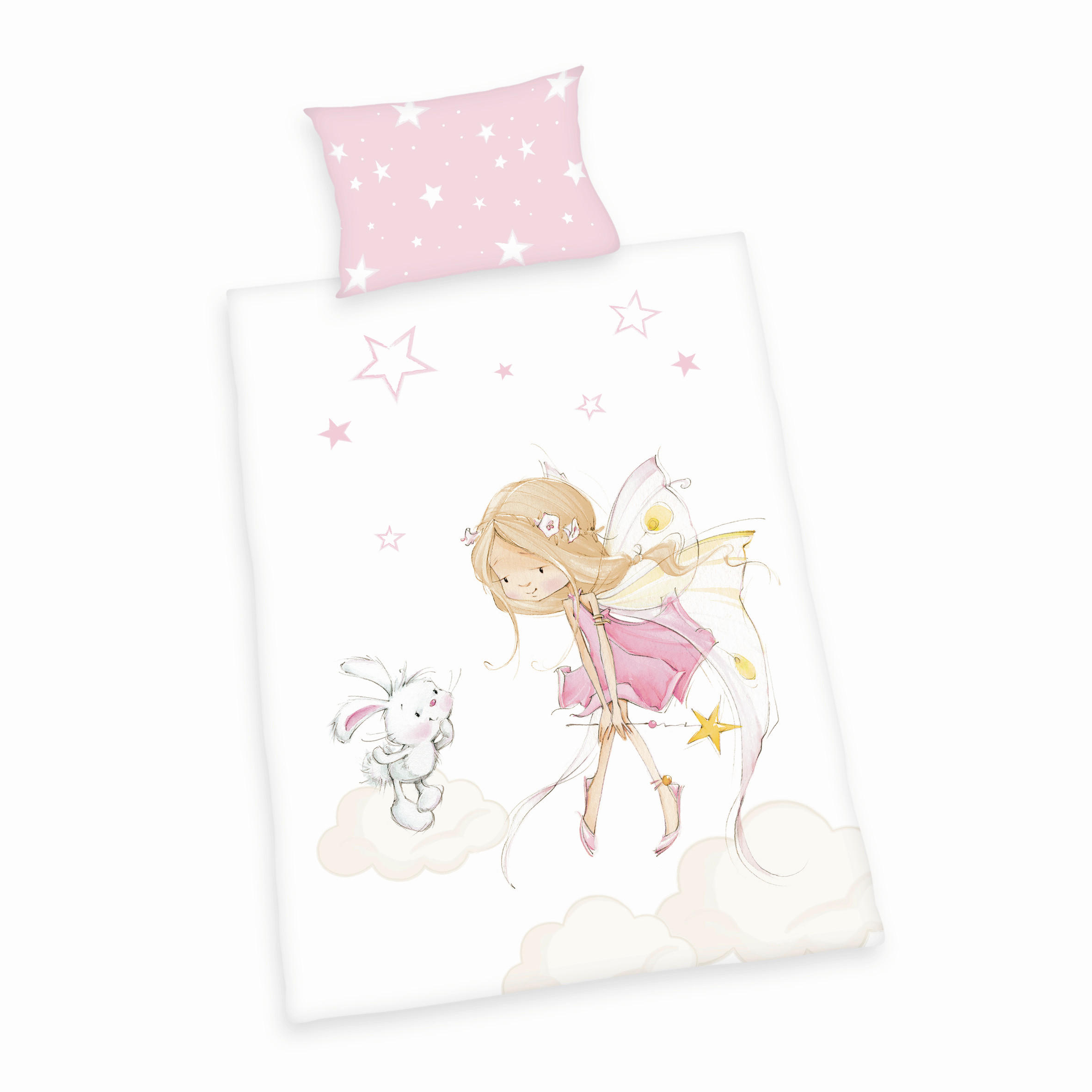 BABYBETTWÄSCHE Little Fairy 100/135 cm  - Hellrosa/Weiß, Basics, Textil (100/135cm) - baby best