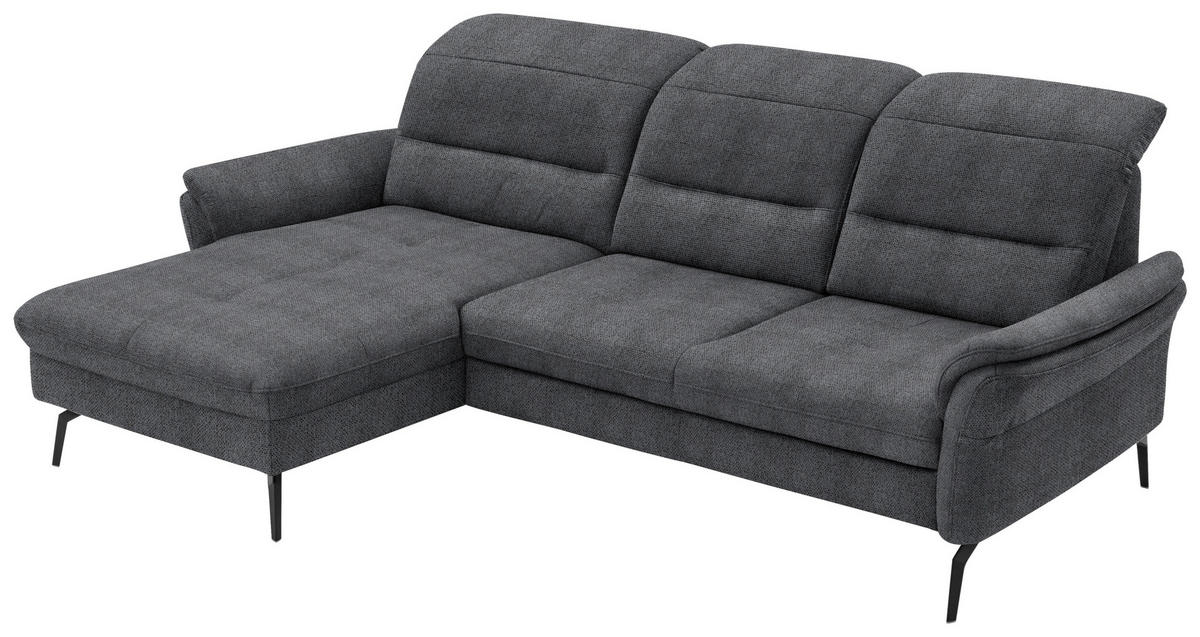 ECKSOFA in Flachgewebe Anthrazit  - Anthrazit/Schwarz, Konventionell, Textil/Metall (181/260cm) - Beldomo Speed
