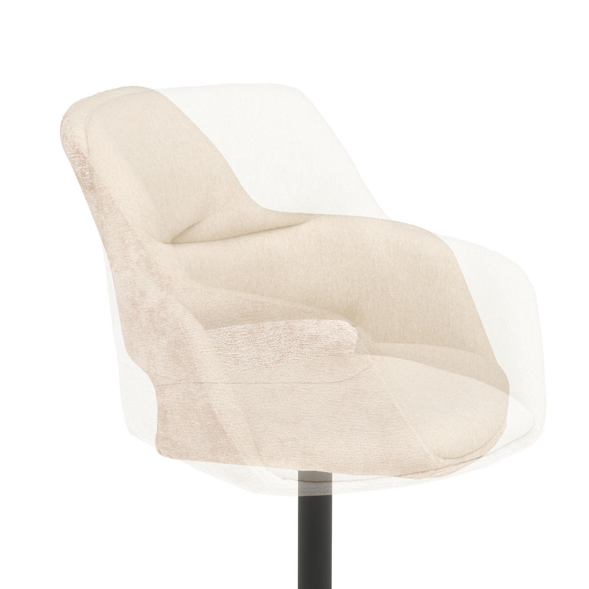 ARMLEHNSTUHL  in Eisen Chenille, Leinenoptik  - Beige/Schwarz, KONVENTIONELL, Textil/Metall (61/85/63cm) - MID.YOU