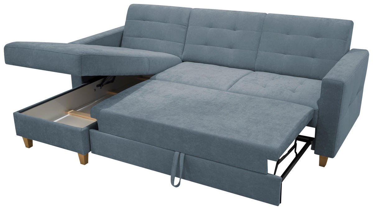 HÖRNSOFFA i chenille gråblå  - gråblå/naturfärgad, Design, trä/textil (160/231cm) - Livetastic