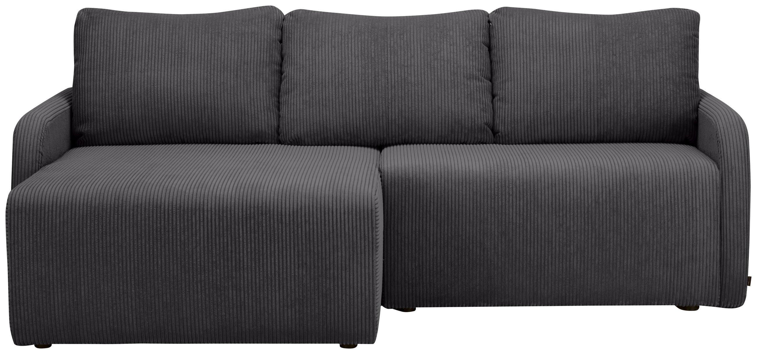 ECKSOFA Dunkelgrau Cord  - Dunkelgrau/Schwarz, KONVENTIONELL, Kunststoff/Textil (217/146cm) - Carryhome