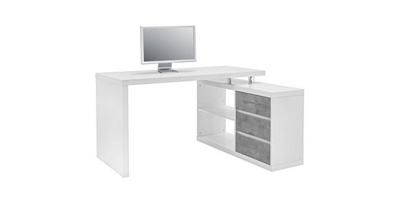 ECKSCHREIBTISCH - Weiß/Grau, Design, Holzwerkstoff (140/75/114,5cm) - Voleo