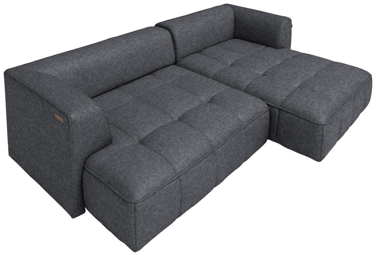 ECKSOFA Webstoff Anthrazit  - Anthrazit/Schwarz, Design, Kunststoff/Textil (288/188cm) - Welnova