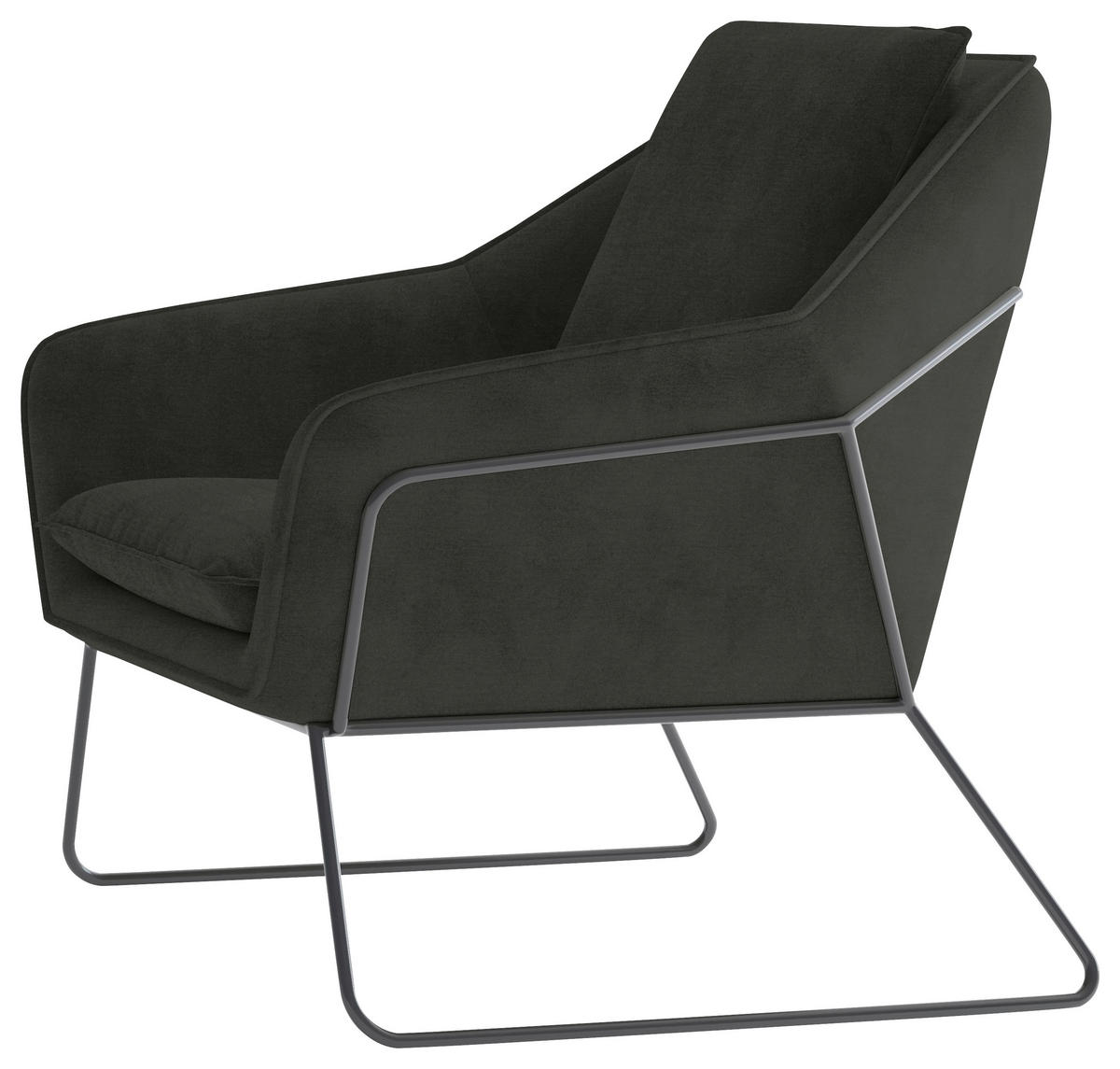 SESSEL in Flachgewebe Dunkelbraun  - Dunkelbraun/Schwarz, Design, Textil/Metall (78/85/85cm) - Livetastic