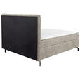 BOXSPRINGBETT 180/200 cm,  in Hellgrau, Topper, H3 + H3 = fest  - Hellgrau/Schwarz, Design, Textil/Metall (180/200cm) - Esposa