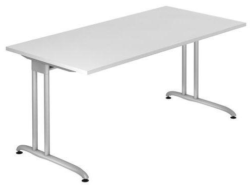 SCHREIBTISCH 160/80/72 cm  in Weiß  - Silberfarben/Weiß, KONVENTIONELL, Holzwerkstoff/Metall (160/80/72cm) - Venda