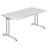 SCHREIBTISCH 160/80/72 cm  in Weiß  - Silberfarben/Weiß, KONVENTIONELL, Holzwerkstoff/Metall (160/80/72cm) - Venda