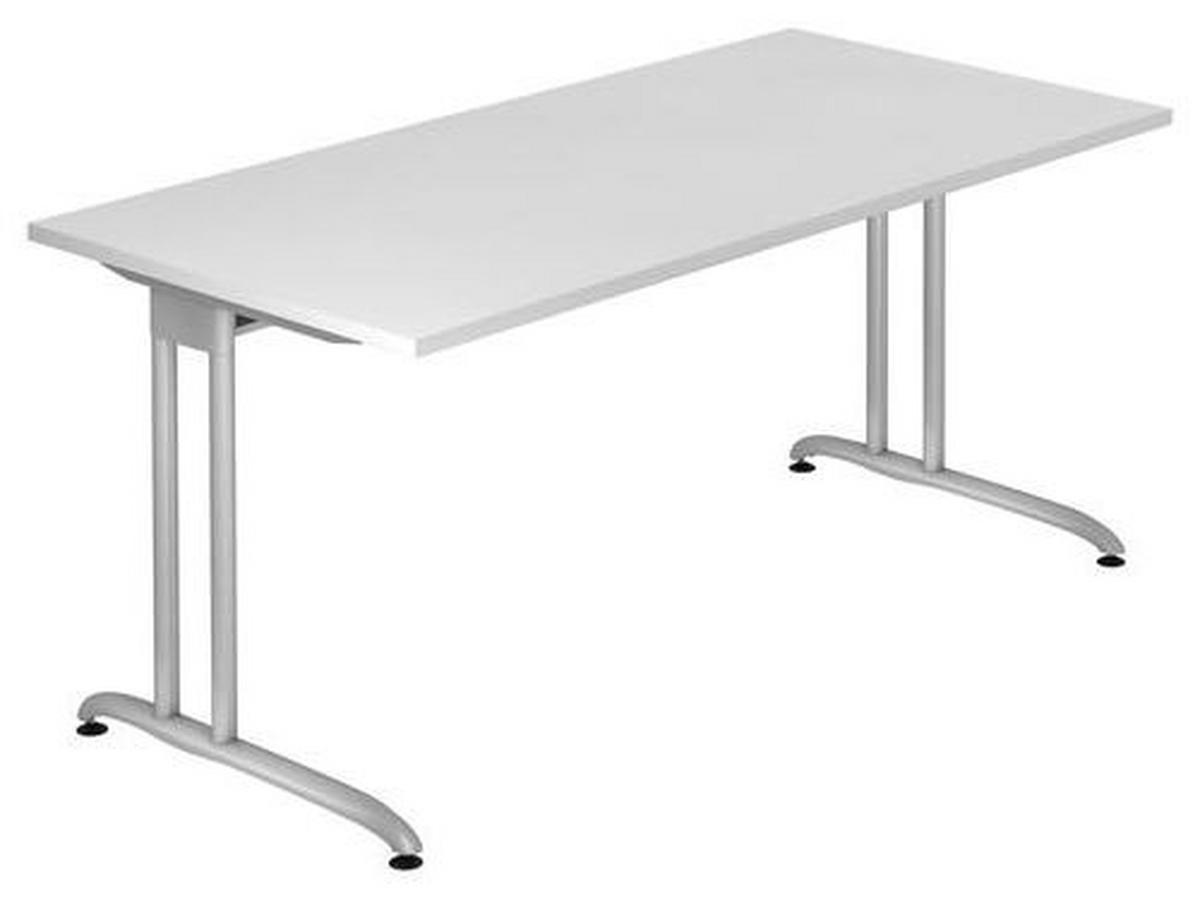 SCHREIBTISCH 160/80/72 cm  in Weiß  - Silberfarben/Weiß, KONVENTIONELL, Holzwerkstoff/Metall (160/80/72cm) - Venda