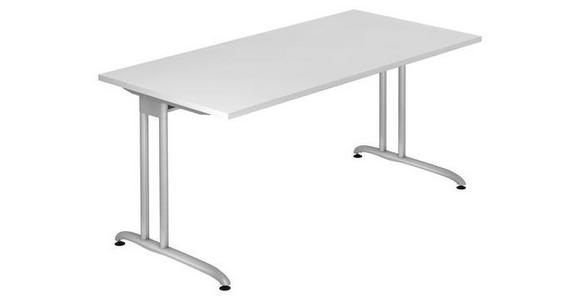 SCHREIBTISCH 160/80/72 cm  in Weiß  - Silberfarben/Weiß, KONVENTIONELL, Holzwerkstoff/Metall (160/80/72cm) - Venda