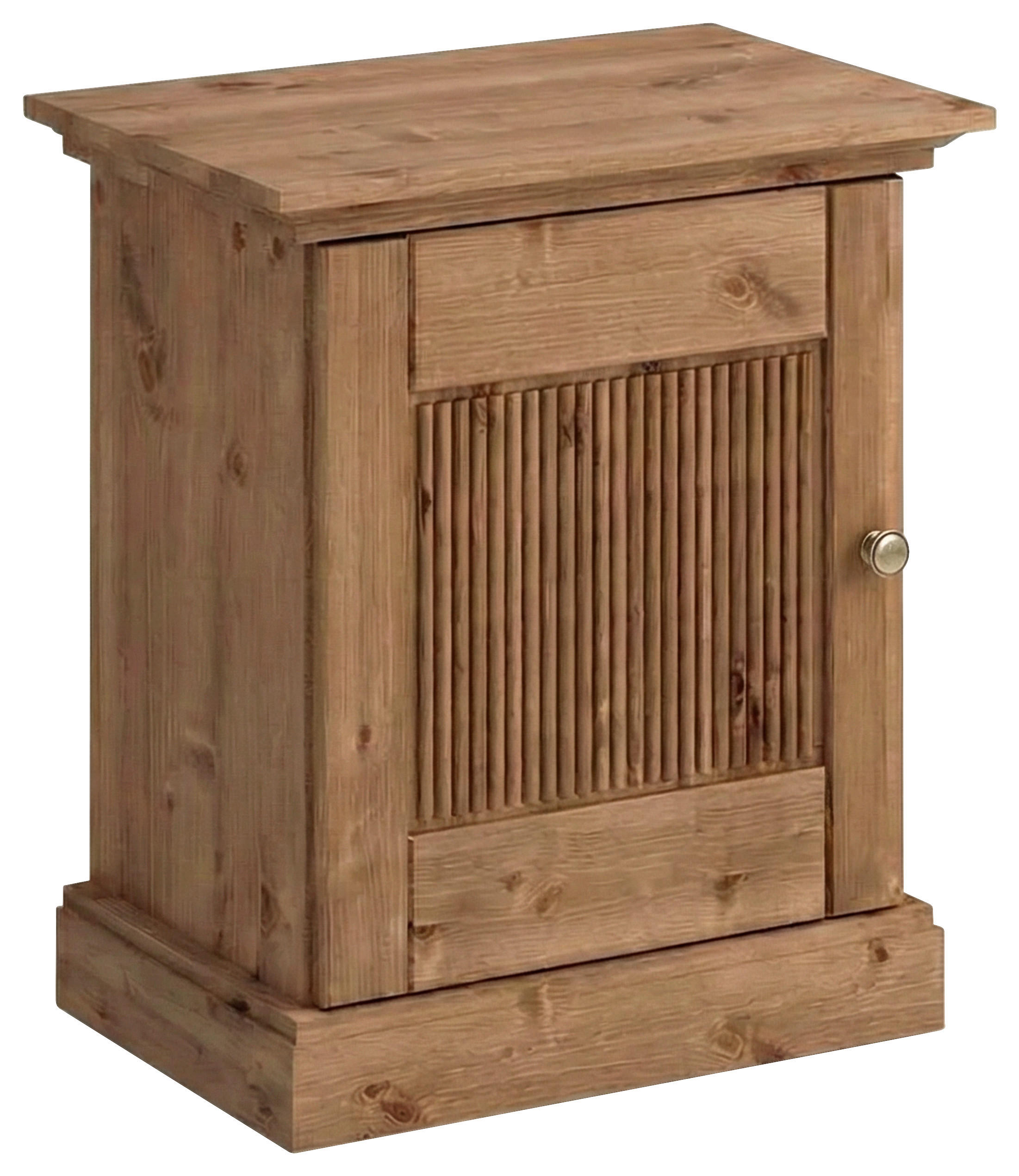 NACHTSCHRANK 54/61/36 cm Kiefer massiv  - Eichefarben/Silberfarben, KONVENTIONELL, Holz/Metall (54/61/36cm) - Linea Natura
