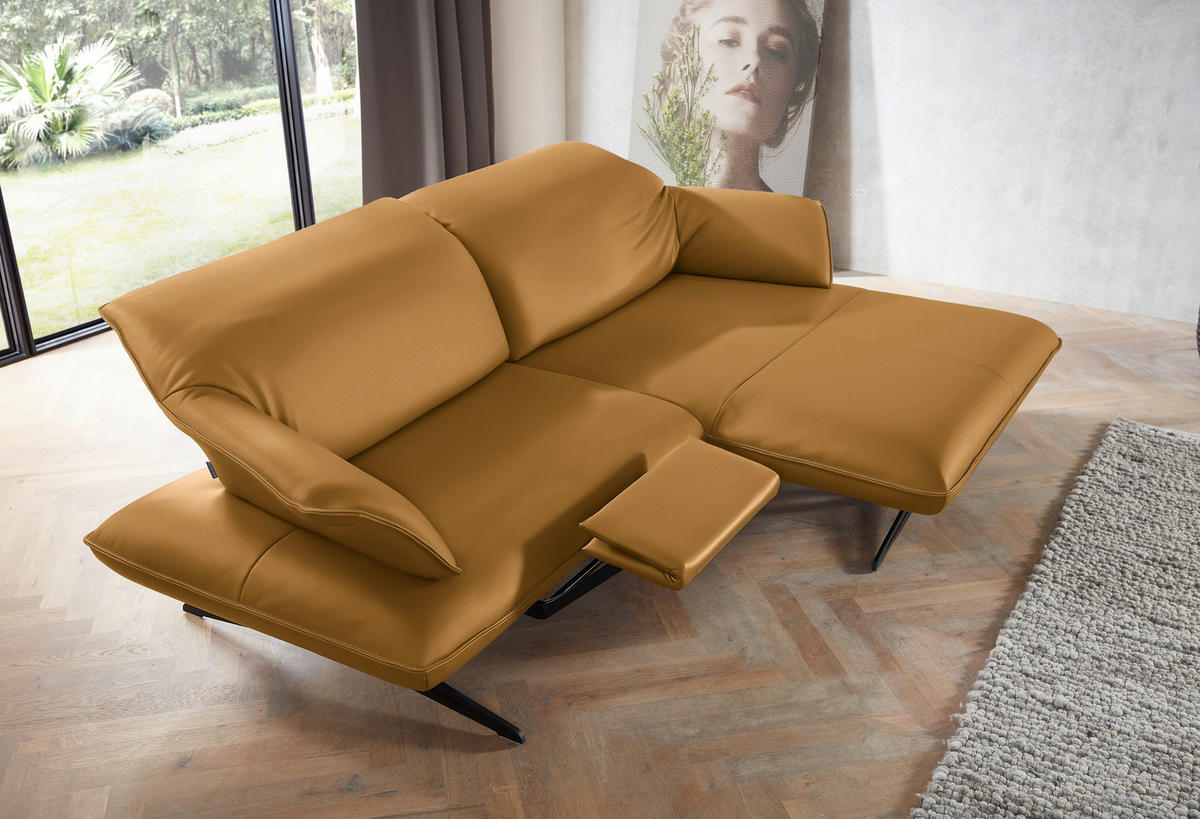 ECKSOFA in Echtleder Bernsteinfarben  252/169 cm  - Beige/Bernsteinfarben, Design, Leder/Metall (252/169cm) - Koinor