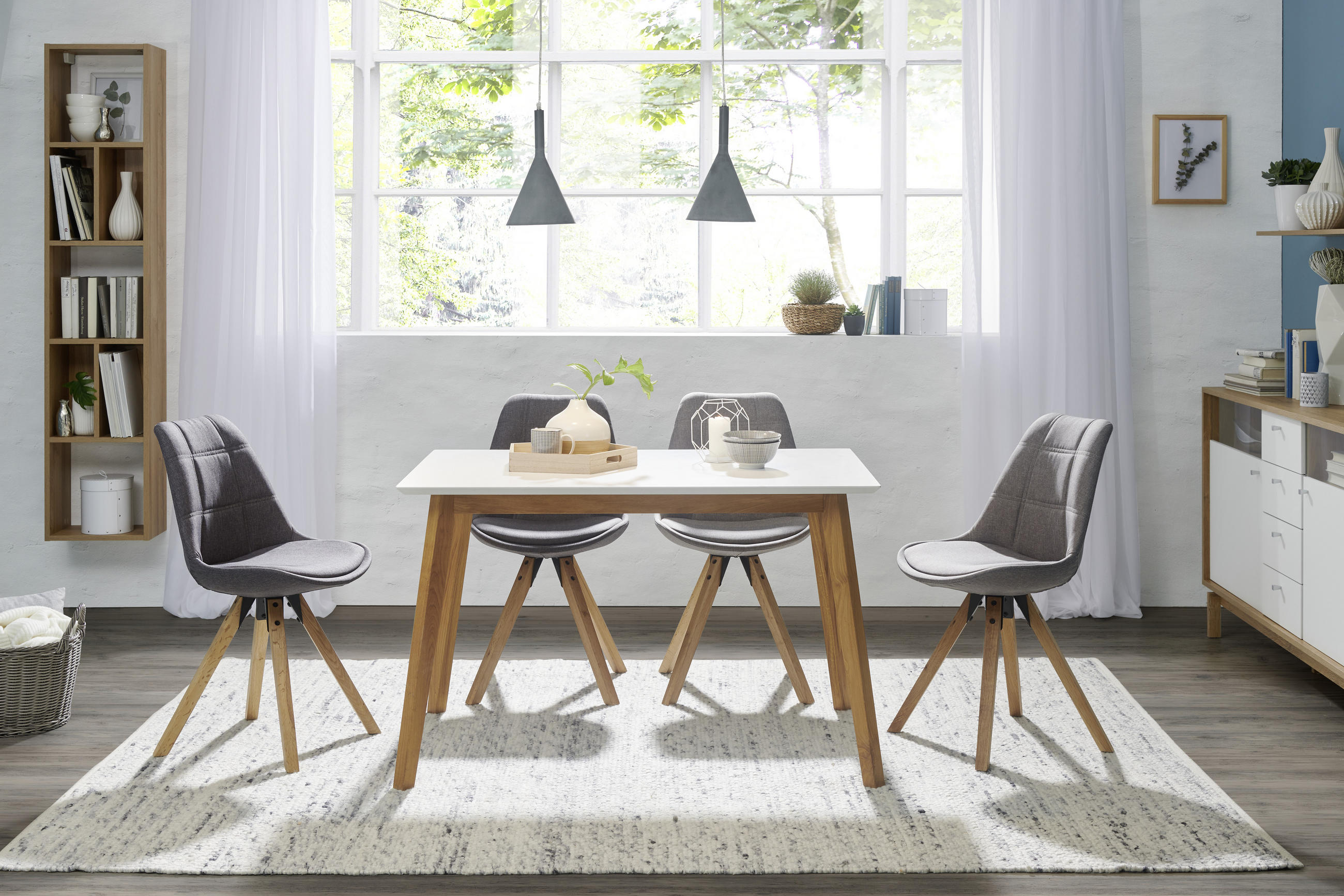 STUHL in Webstoff - Eichefarben/Dunkelgrau, Design, Holz/Textil (49/87,5/56cm) - Carryhome
