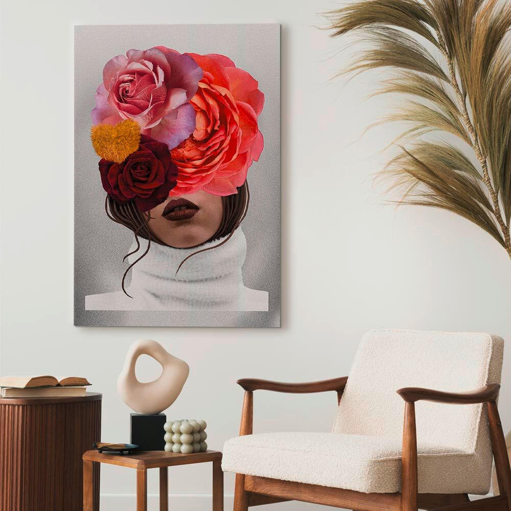 LEINWANDBILD Abstraktes, Blumen, Frauen 60/90/1.2 cm  - Pink/Braun, Basics, Holz/Textil (60/90/1.2cm) - artgeist
