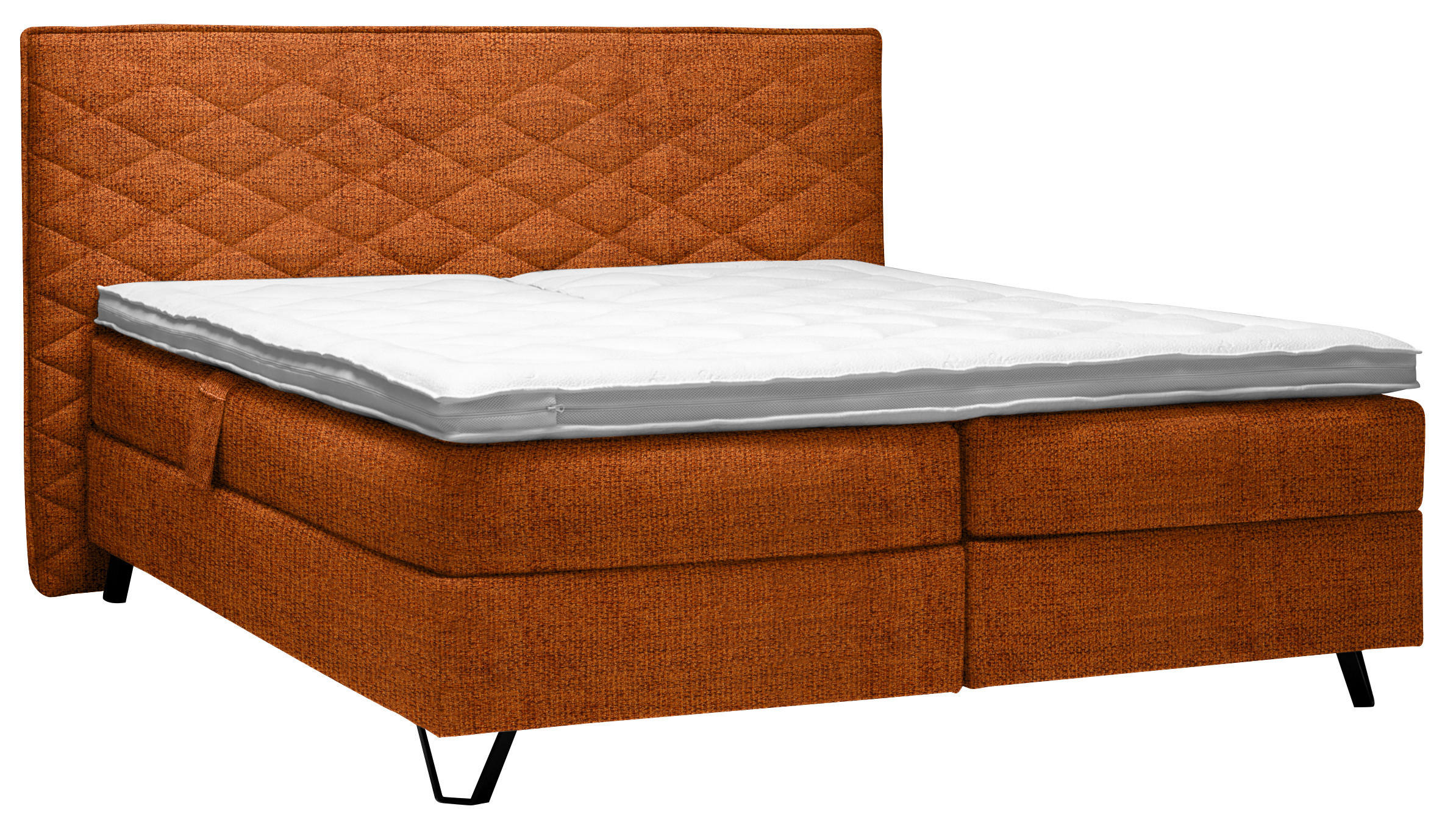 BOXSPRINGBETT 180/200 cm  in Cognac  - Cognac/Schwarz, Konventionell, Holz/Textil (180/200cm) - Sjöholm