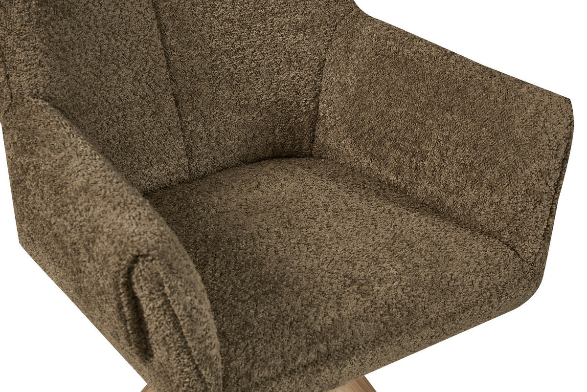 STOLIČKA S PODRÚČKAMI, buklé, hnedá - hnedá, Modern, drevo/textil (60/86,5/63,5cm) - MID.YOU
