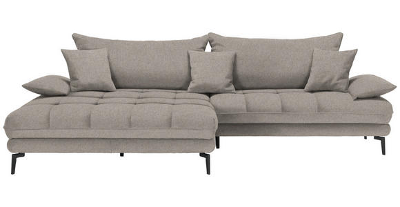 ECKSOFA in Webstoff Hellbraun  - Hellbraun/Schwarz, MODERN, Textil/Metall (173/297cm) - Carryhome