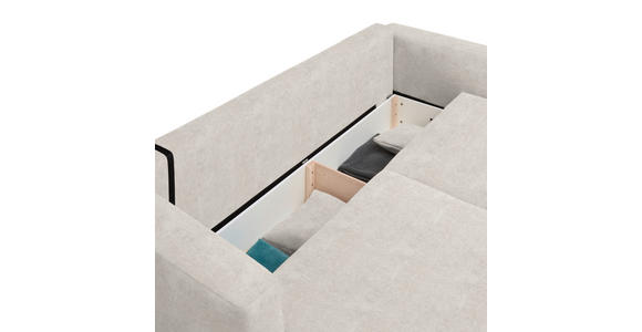 SCHLAFSOFA Velours Creme Zierkissen, Rückenkissen, Bettkasten, Schlaffunktion, Rücken echt  - Creme/Schwarz, Design, Kunststoff/Textil (250/92/105cm) - Carryhome