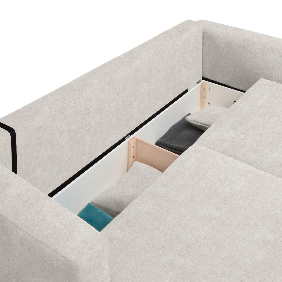 SCHLAFSOFA  mit Stoffauswahl, Schlafen auf Sitzhöhe, Rücken echt Velours Creme  - Creme/Schwarz, Design, Kunststoff/Textil (250/92/105cm) - Carryhome