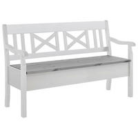 SITZBANK 148/93/58 cm Grau, Weiß Kiefer massiv  - Weiß/Grau, ROMANTIK / LANDHAUS, Holz (148/93/58cm) - Boxxx