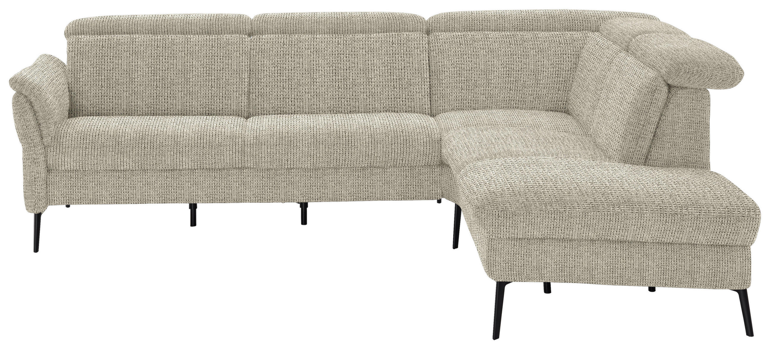 ECKSOFA in Struktur Beige  275/235 cm  - Beige/Schwarz, MODERN, Textil/Metall (275/235cm) - Cantus