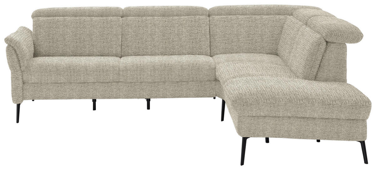 ECKSOFA in Struktur Beige  275/235 cm  - Beige/Schwarz, MODERN, Textil/Metall (275/235cm) - Cantus