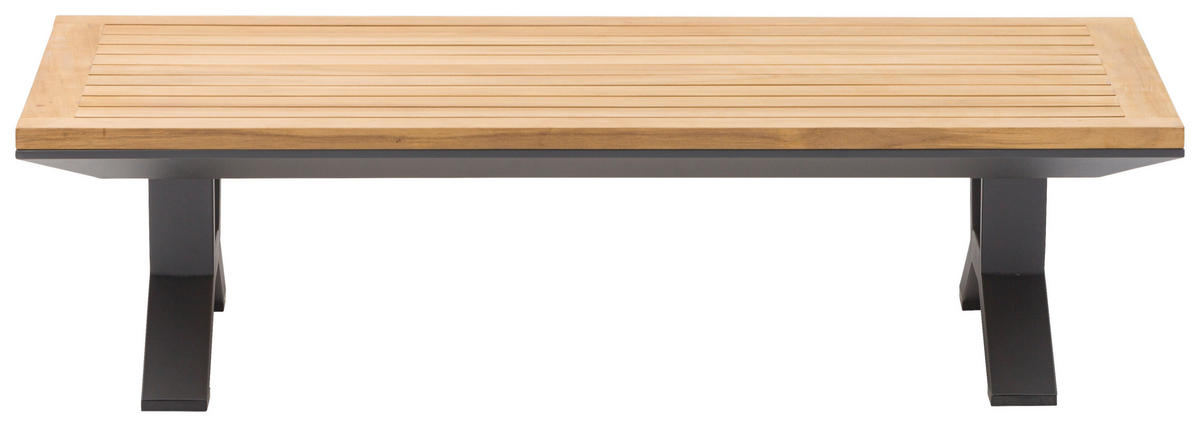 LOUNGEGARNITUR Teakholz massiv Aluminium  - Anthrazit/Naturfarben, Design, Holz/Textil (172/97/25cm) - Amatio