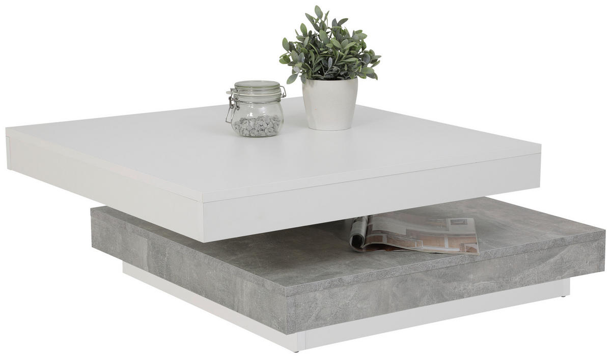 COUCHTISCH 67/67/35 cm quadratisch Grau, Weiß  - Weiß/Grau, Basics, Holzwerkstoff (67/67/35cm) - Boxxx