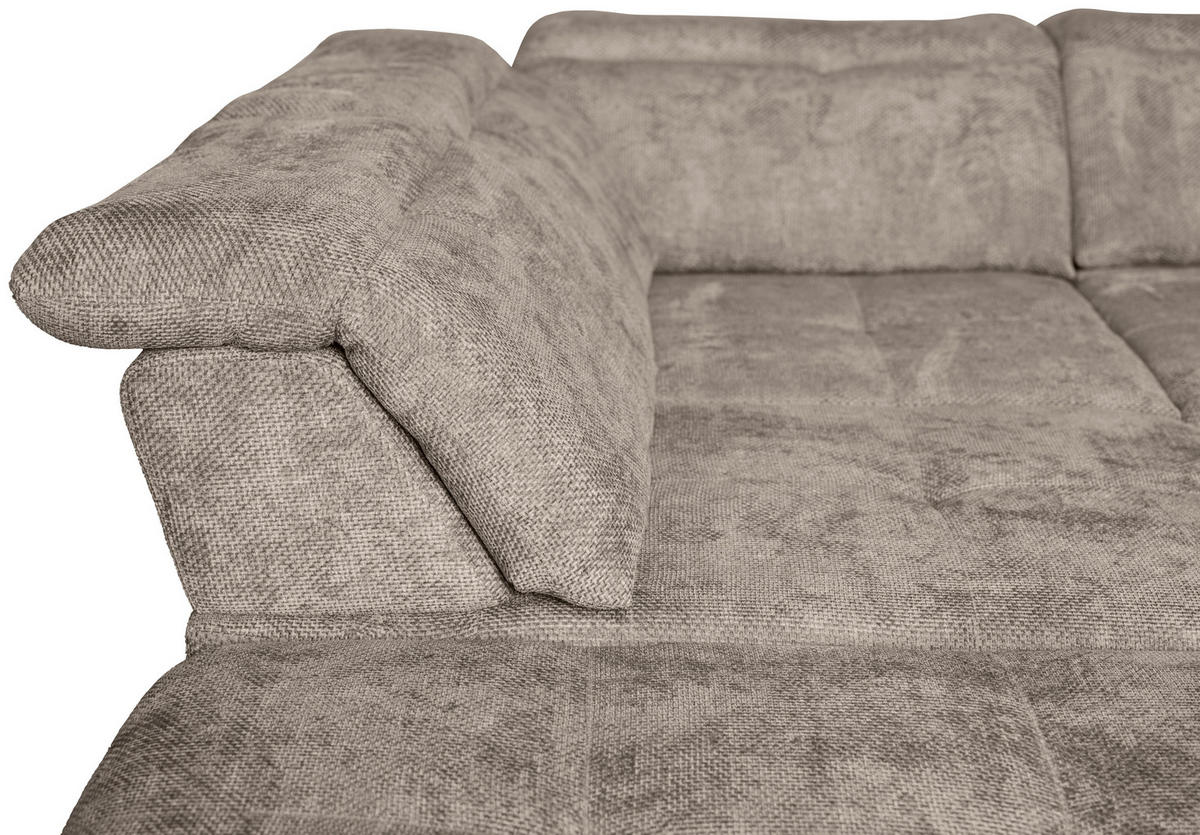 WOHNLANDSCHAFT Beige Struktur  - Beige/Schwarz, KONVENTIONELL, Textil/Metall (253/357/188cm) - Carryhome